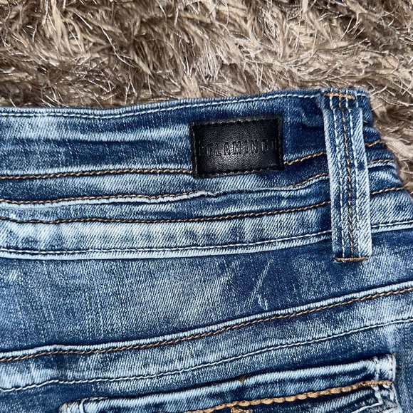 Flamingo Vintage Embroidery Flap Pocket Double Button Bootcut Jeans Size 29 - Picture 4 of 8